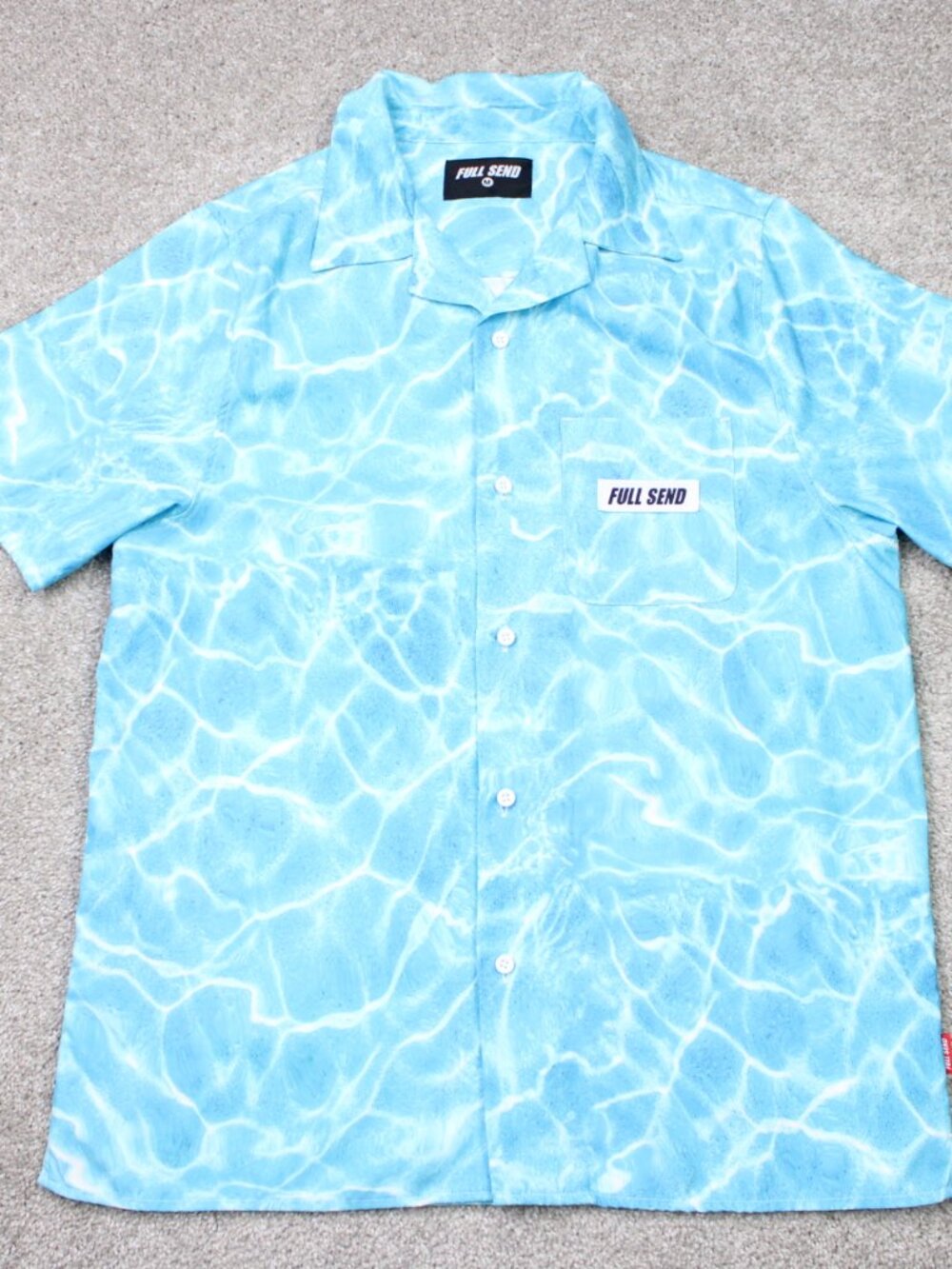 Full Send Shirt Mens Medium Blue Swimming Pool Print Nelk Boys Short Sleeve